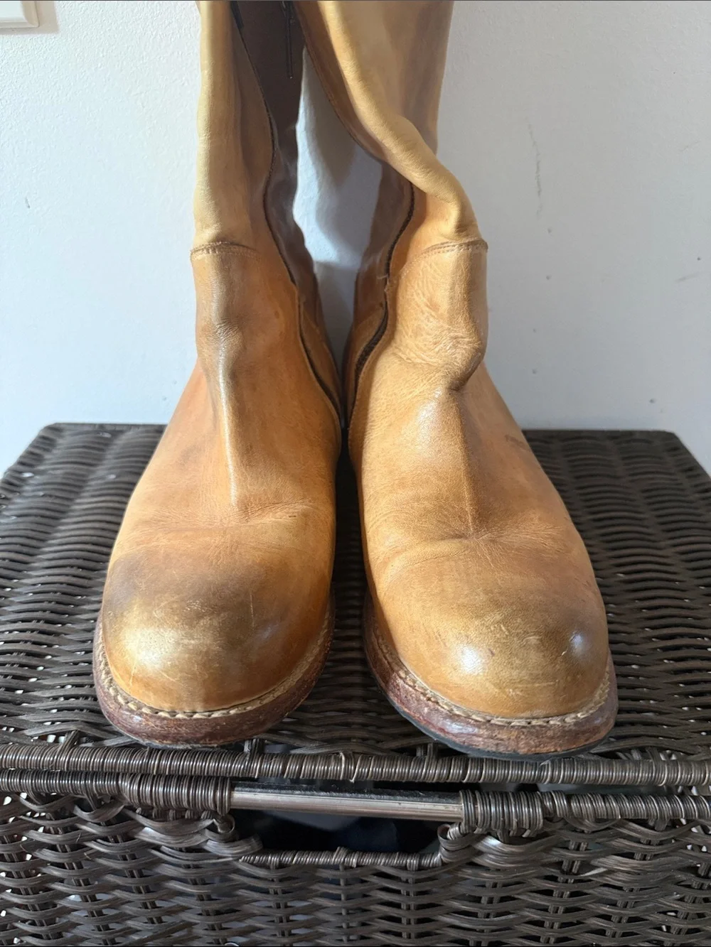 Bed Stu Women's knee high Leather Boots in Tan